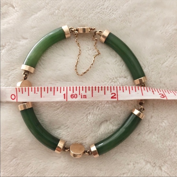 14K Gold & Jade bracelet (vintage) - Picture 3 of 5